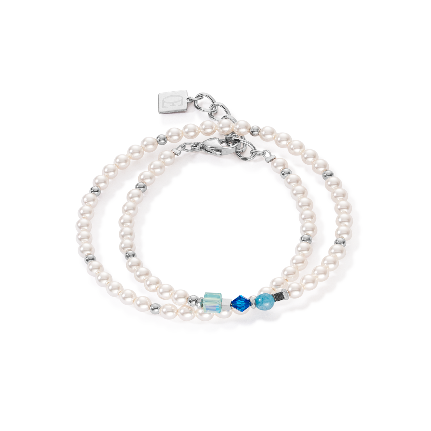 Bracciale Princess Pearls Wrap Around argento blu