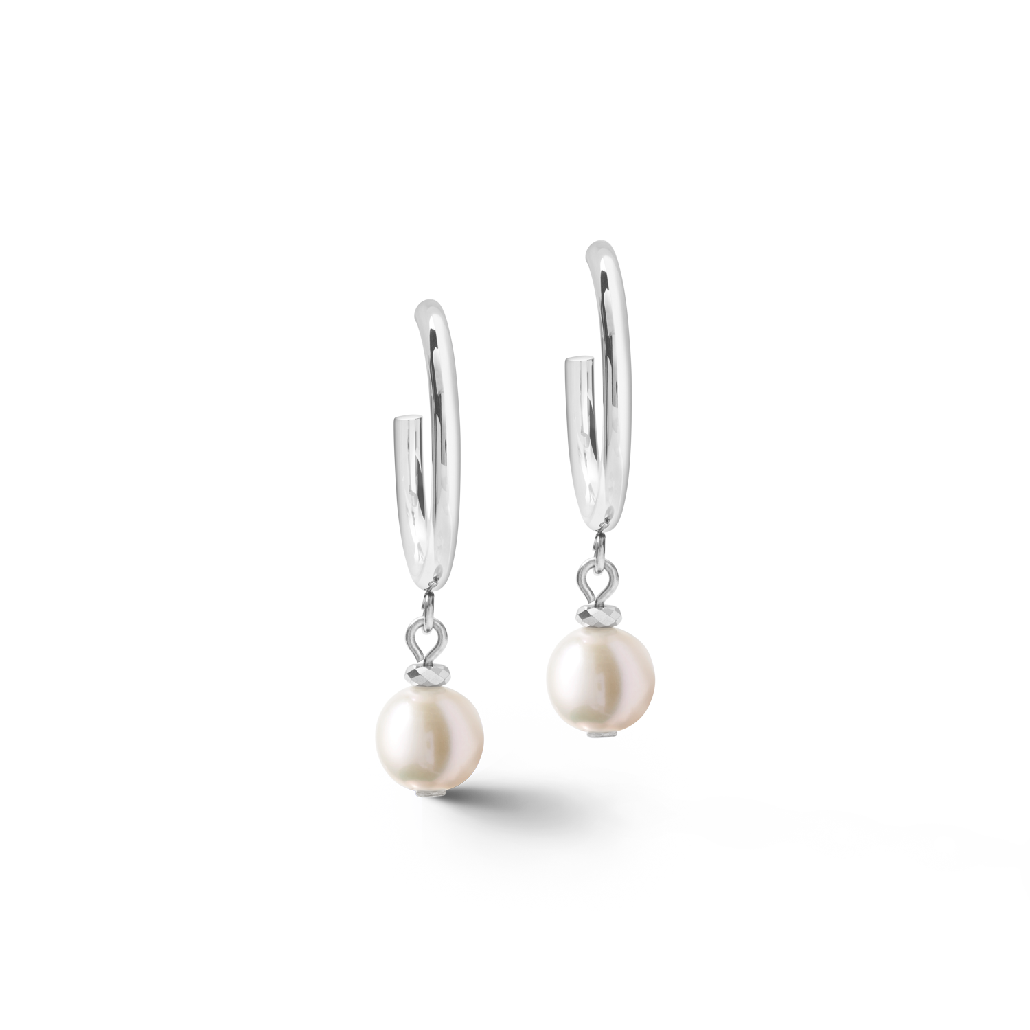 Orecchini Creole perle d'acqua dolce & chunky chain 4-in-1 bianco-argento