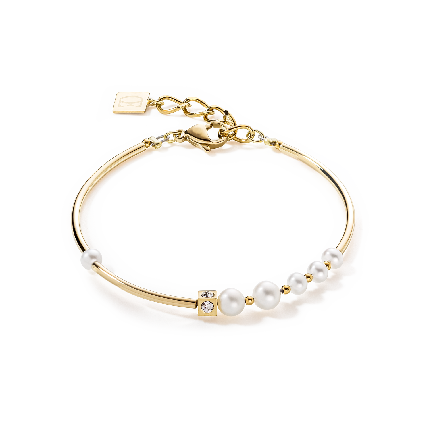 Bracciale Asimmetria Perle D'acqua Dolce e acciaio inossidabile bianco-oro