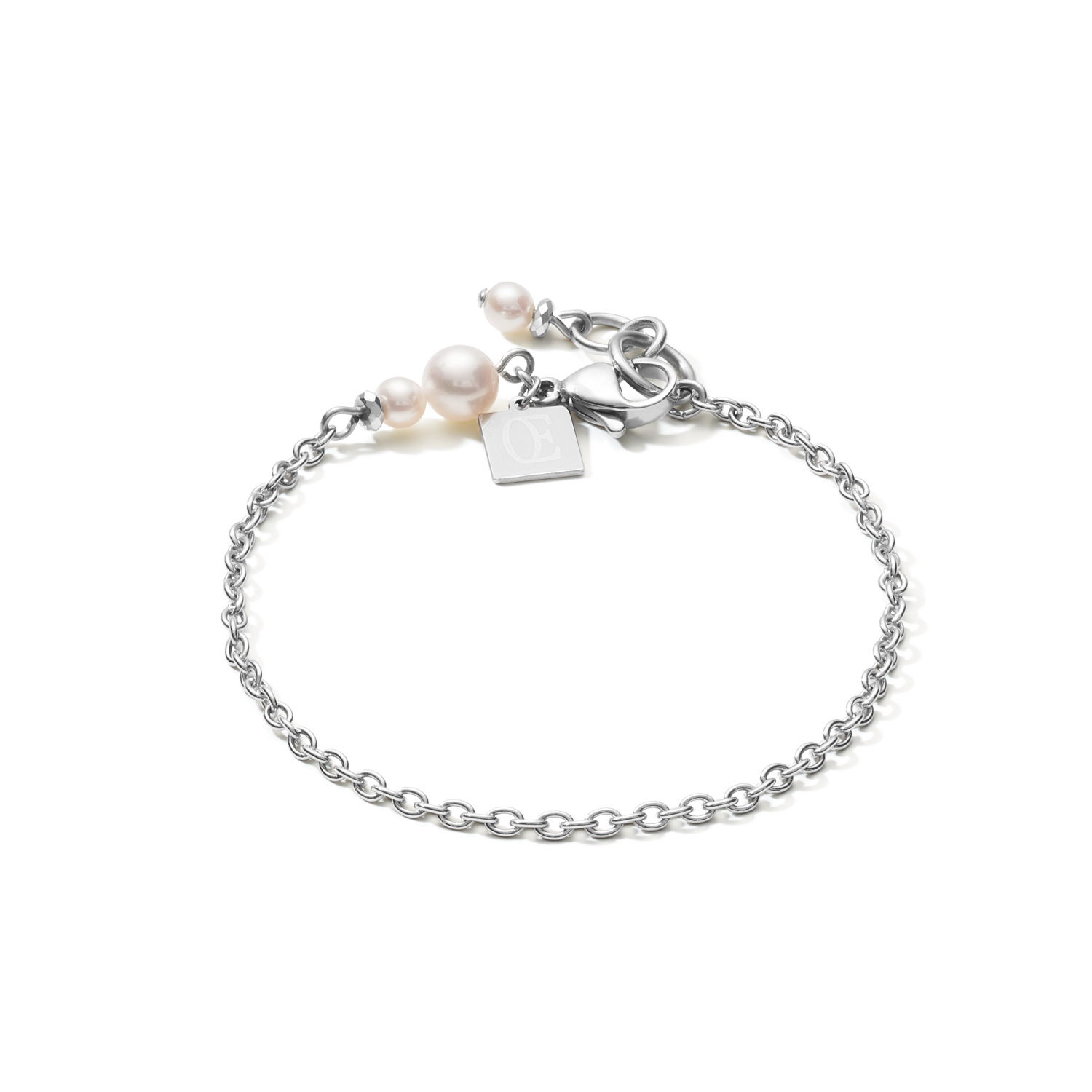 Bracciale Y Chain & Anello Perle d'acqua dolce & Acciaio inossidabile bianco-argento