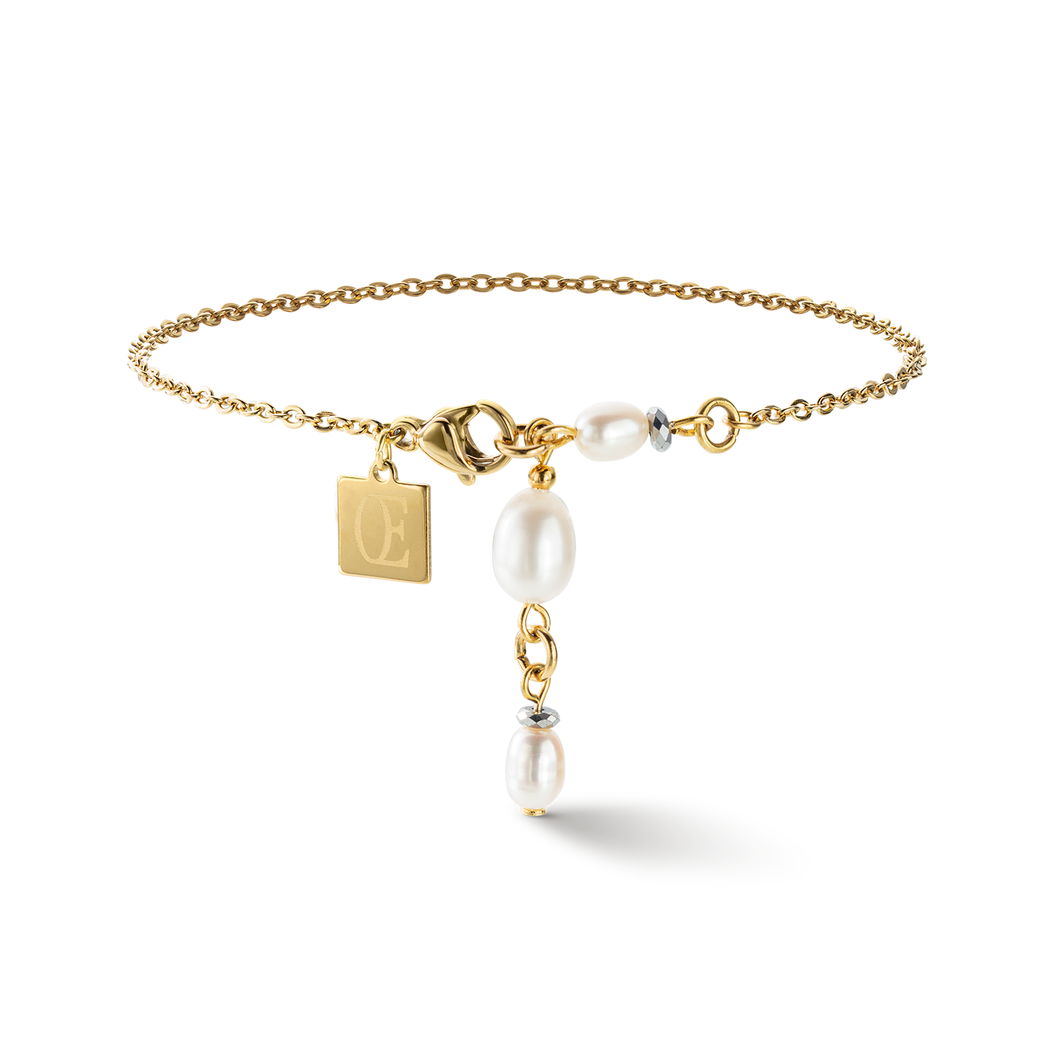 Bracciale Y Chain & Perle ovali d'acqua Dolce oro bianco