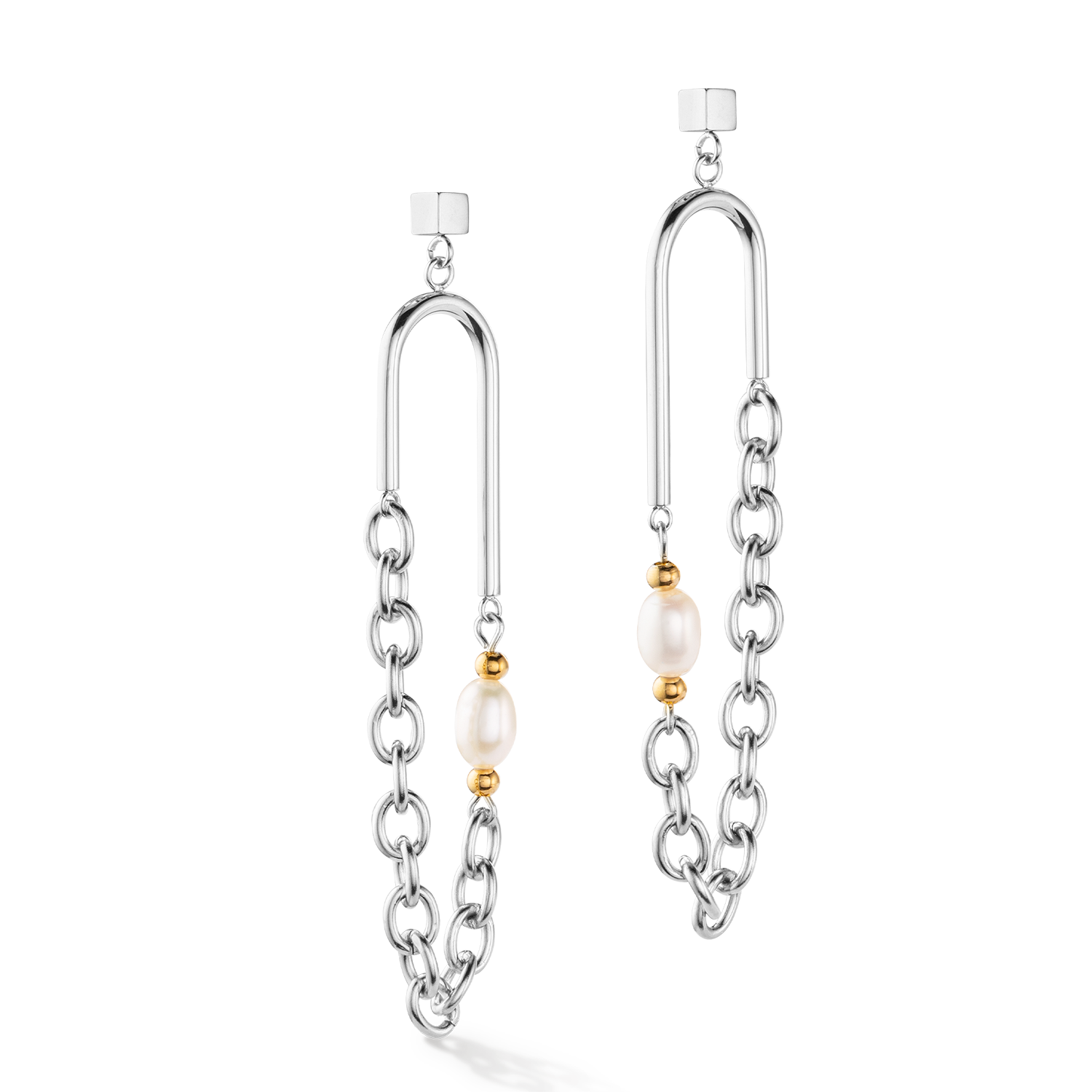 Orecchini boho argento-multicolor con perle d'acqua dolce
