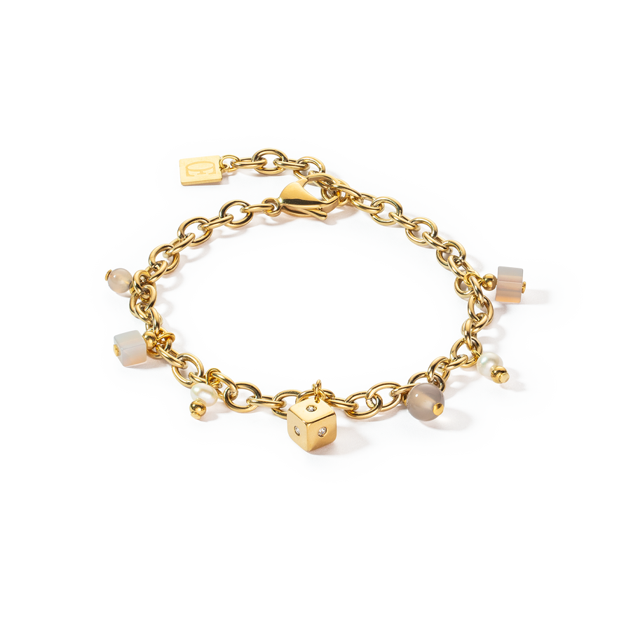 Bracciale boho bianco-oro con perle d'acqua dolce