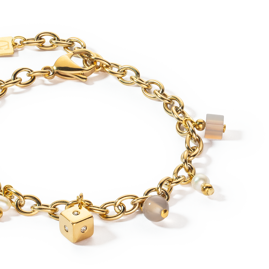 Bracciale boho bianco-oro con perle d'acqua dolce