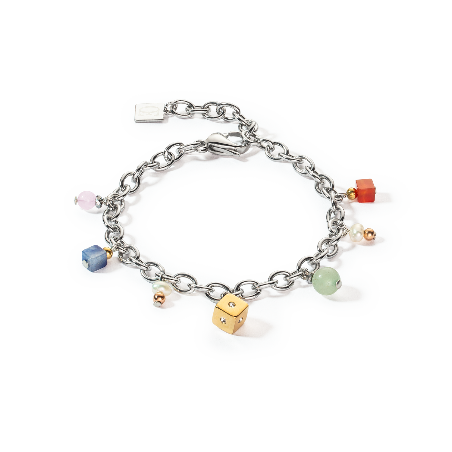 Bracciale boho argento-multicolor con perle d'acqua dolce