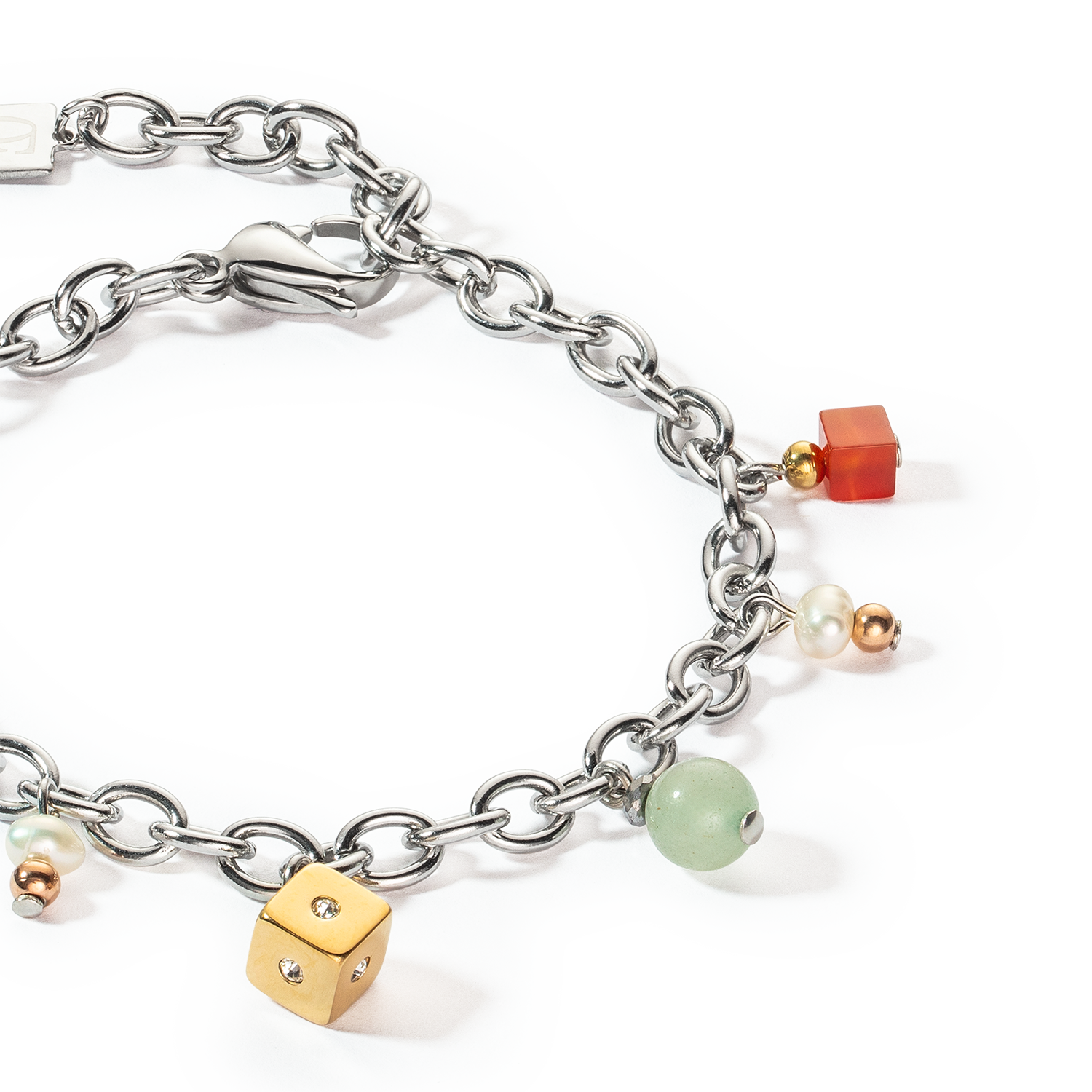 Bracciale boho argento-multicolor con perle d'acqua dolce