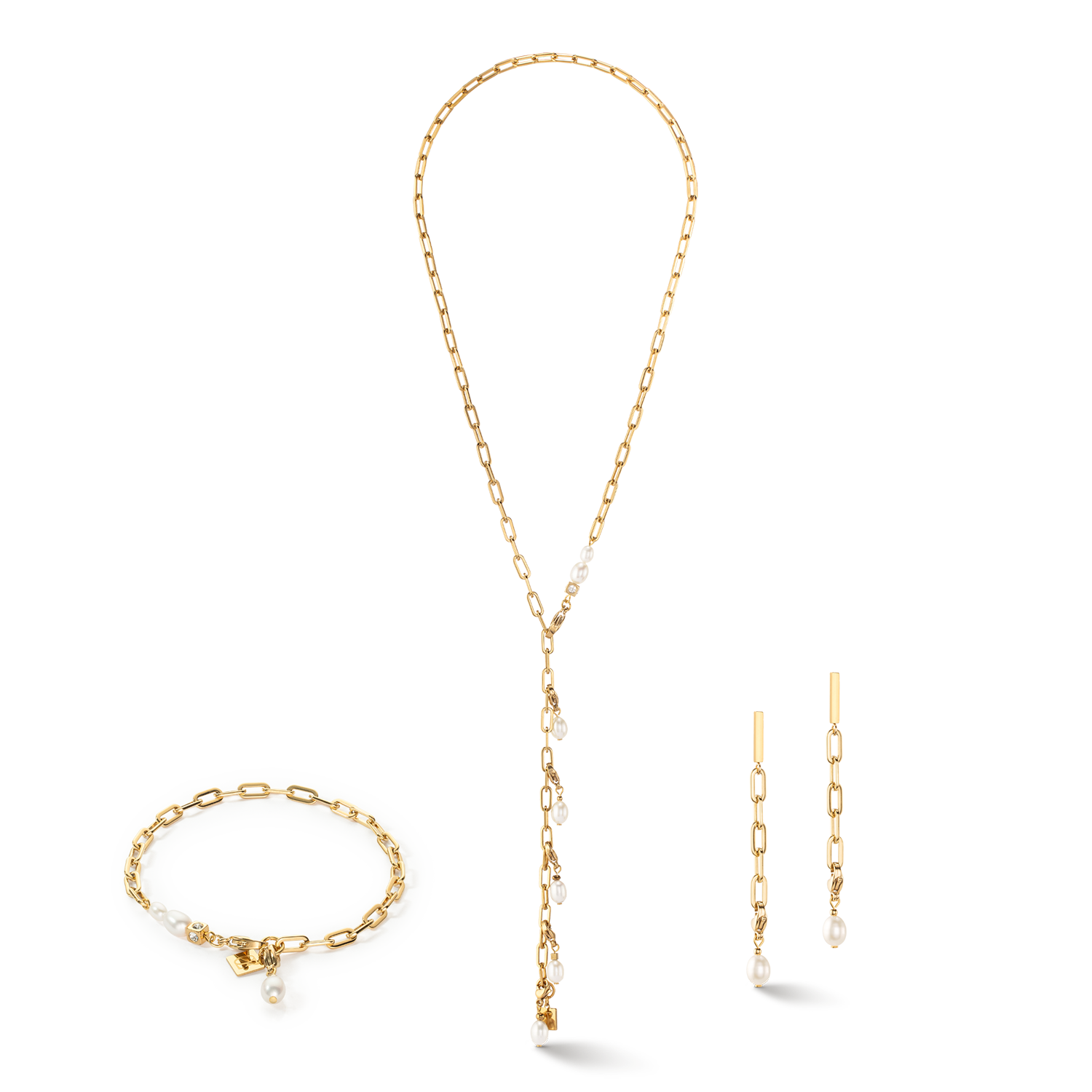 Bracciale Modern Chain oro e charm con perle d'acqua dolce