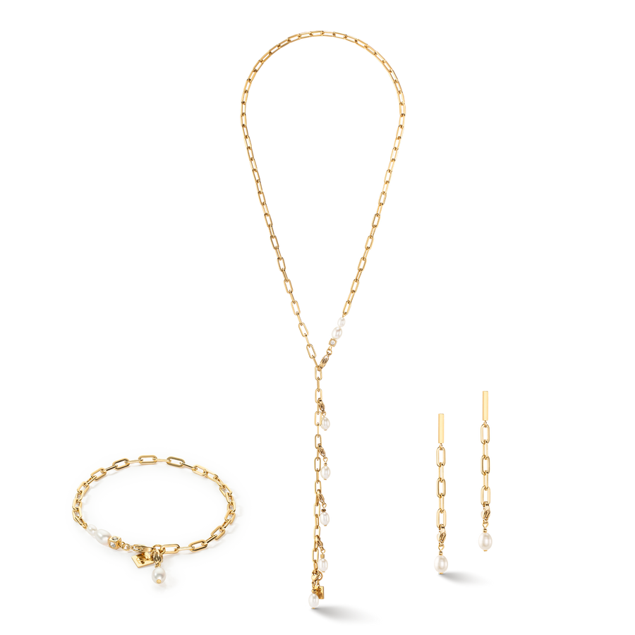 Bracciale Modern Chain oro e charm con perle d'acqua dolce