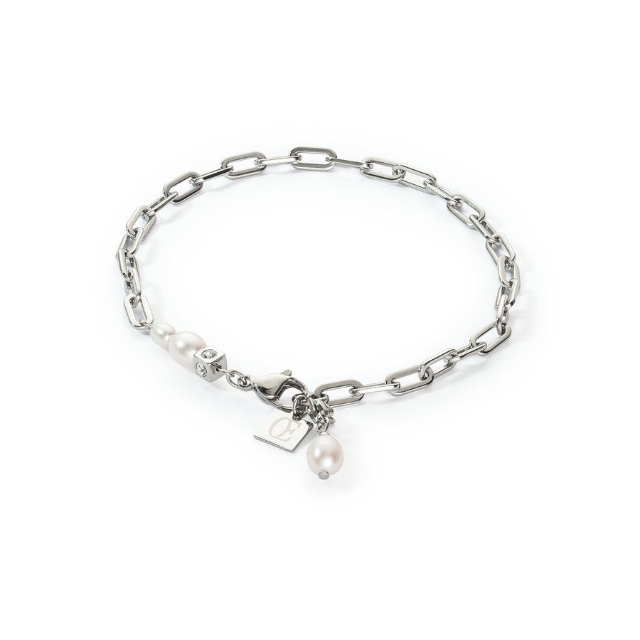 Bracciale Modern Chain argento e charm con perle d'acqua dolce