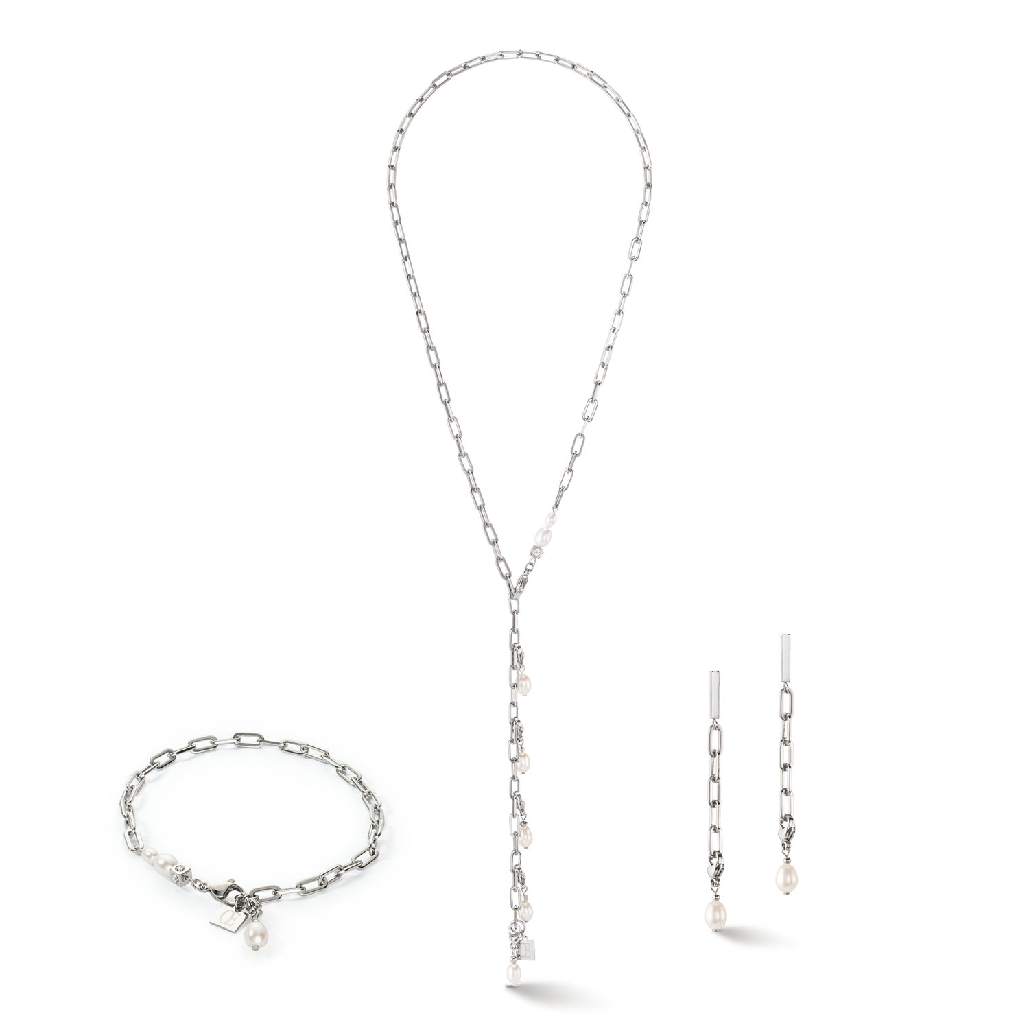 Bracciale Modern Chain argento e charm con perle d'acqua dolce
