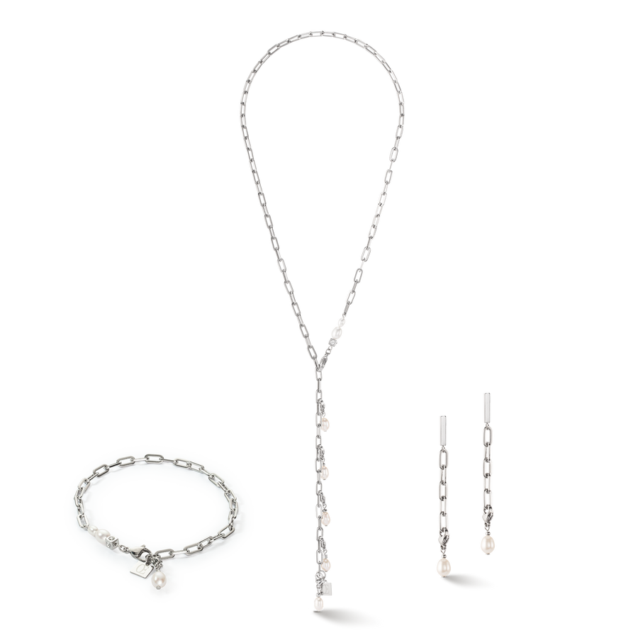 Bracciale Modern Chain argento e charm con perle d'acqua dolce