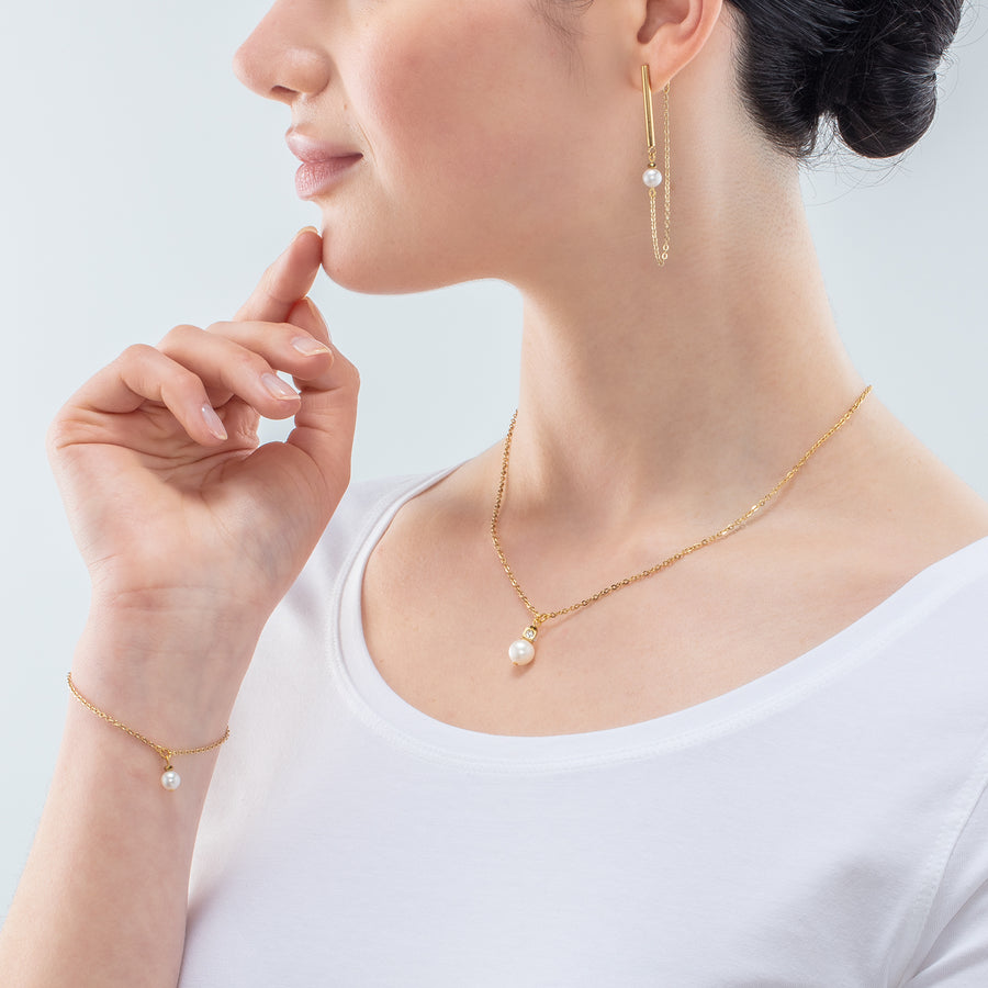 Collana Solitaire oro con perla d'acqua dolce