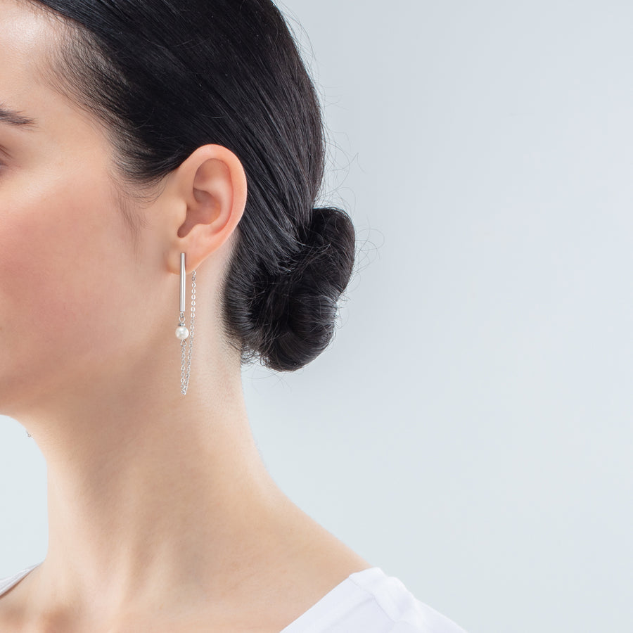 Orecchini Solitaire argento con perla d'acqua dolce