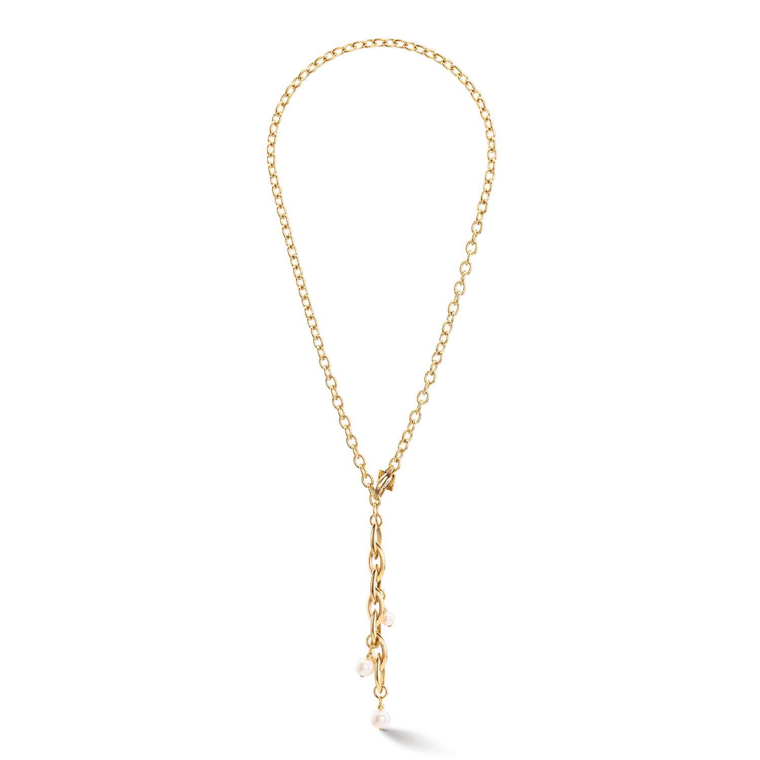 Collana Y Navette Perle d'acqua dolce oro