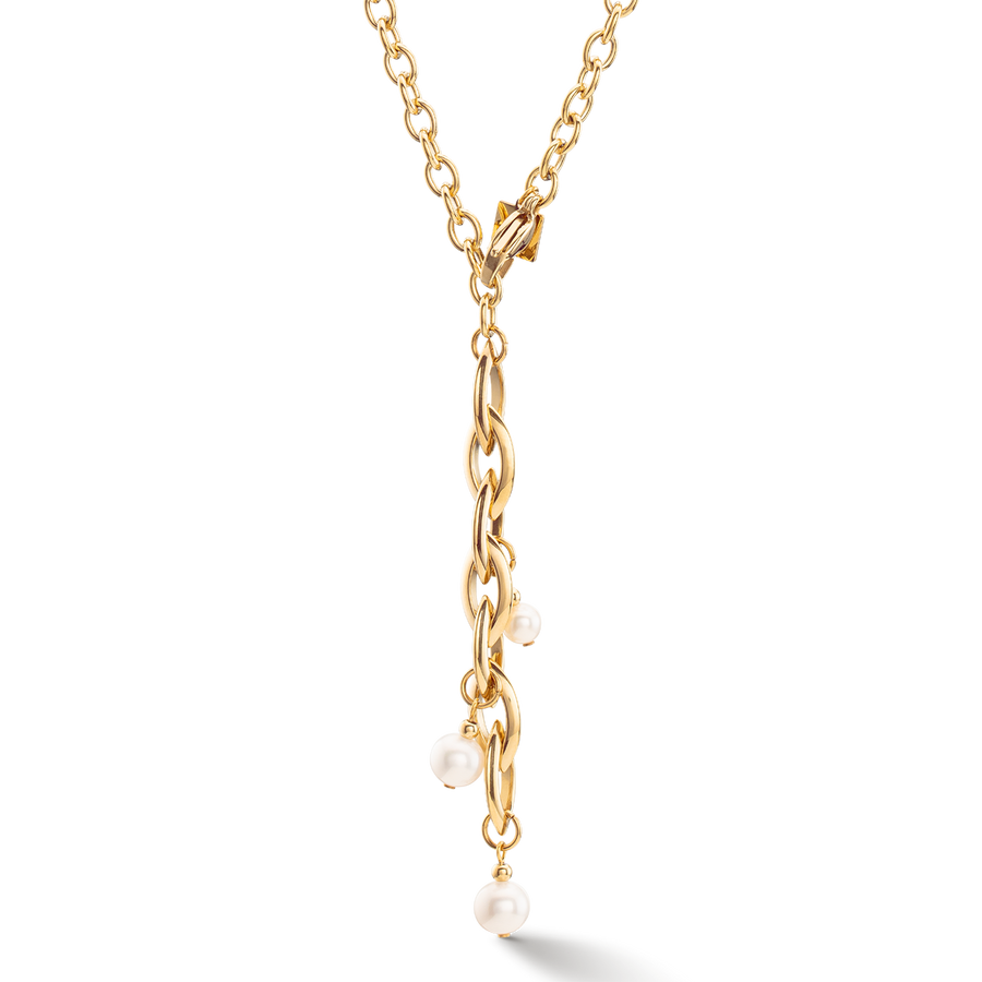 Collana Y Navette Perle d'acqua dolce oro