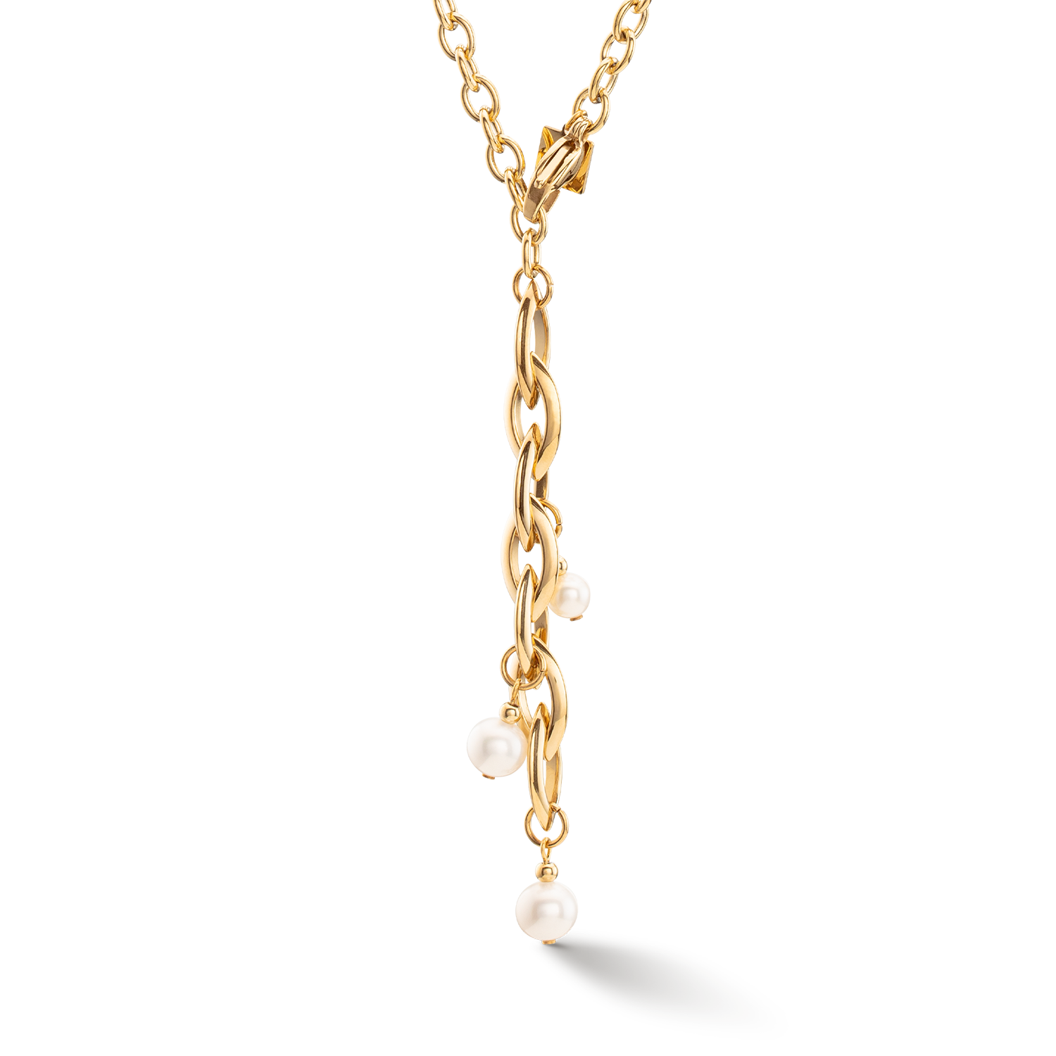 Collana Y Navette Perle d'acqua dolce oro