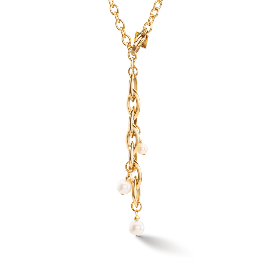 Collana Y Navette Perle d'acqua dolce oro