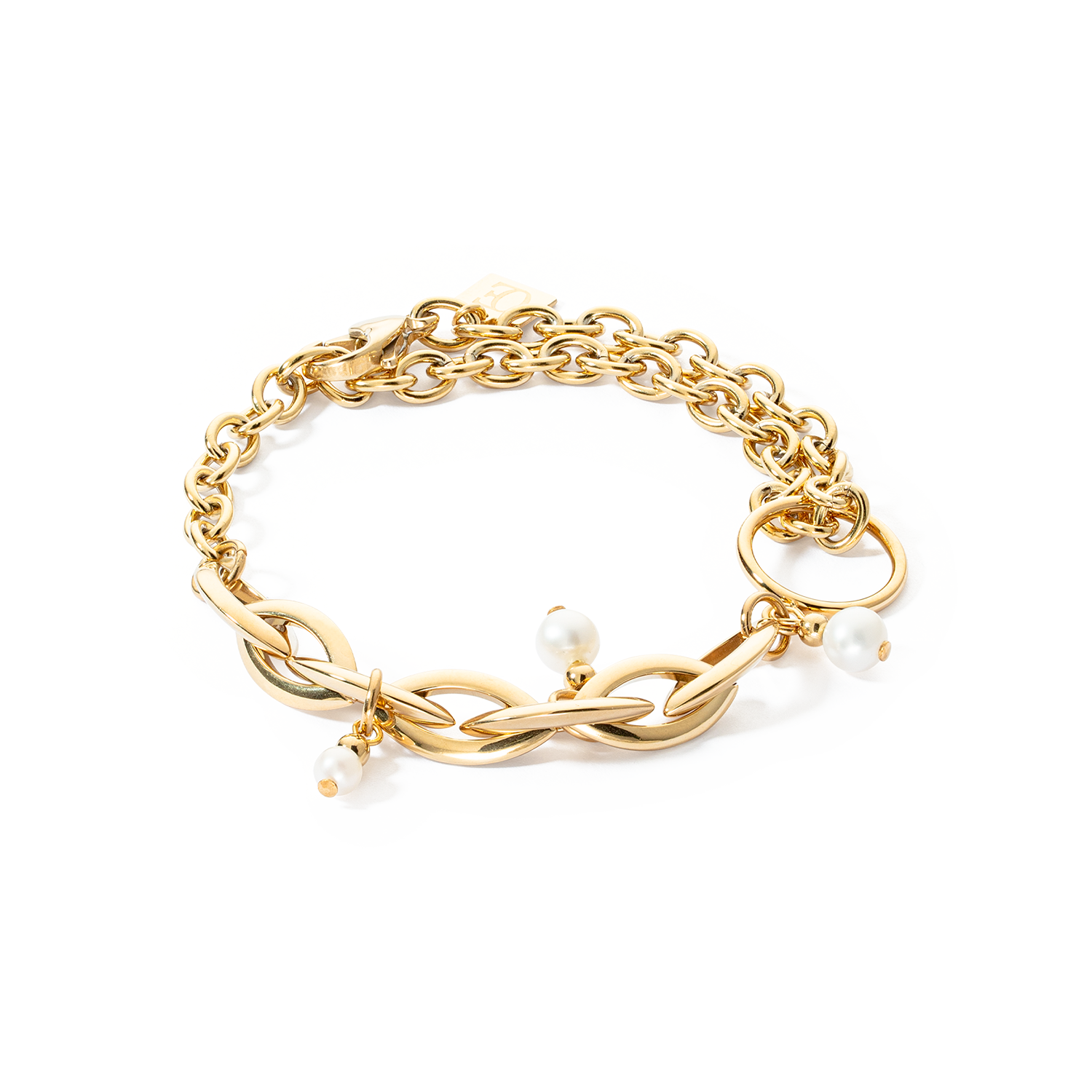 Bracciale Y Navette Perle d'acqua dolce oro