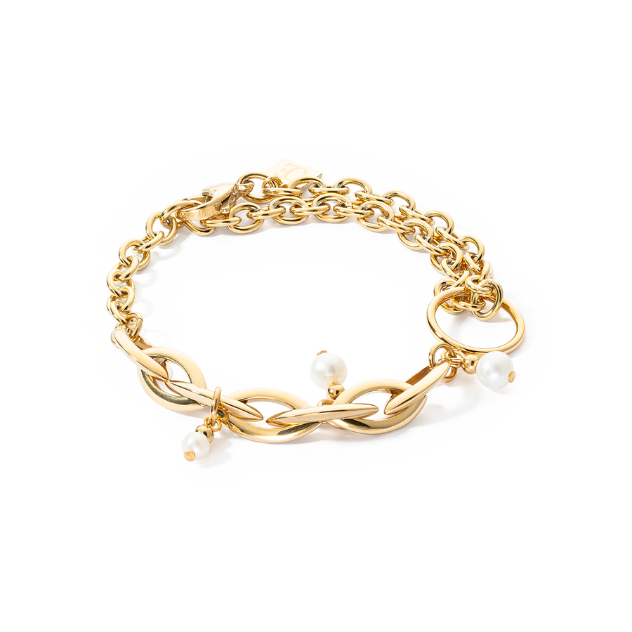 Bracciale Y Navette Perle d'acqua dolce oro