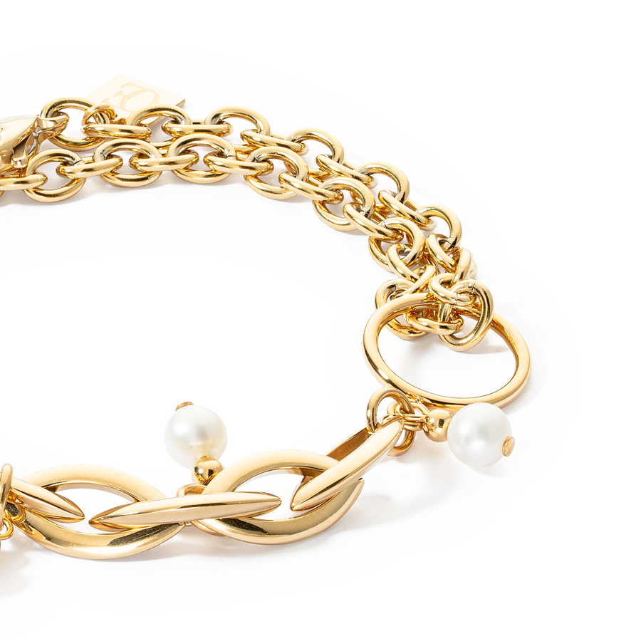 Bracciale Y Navette Perle d'acqua dolce oro