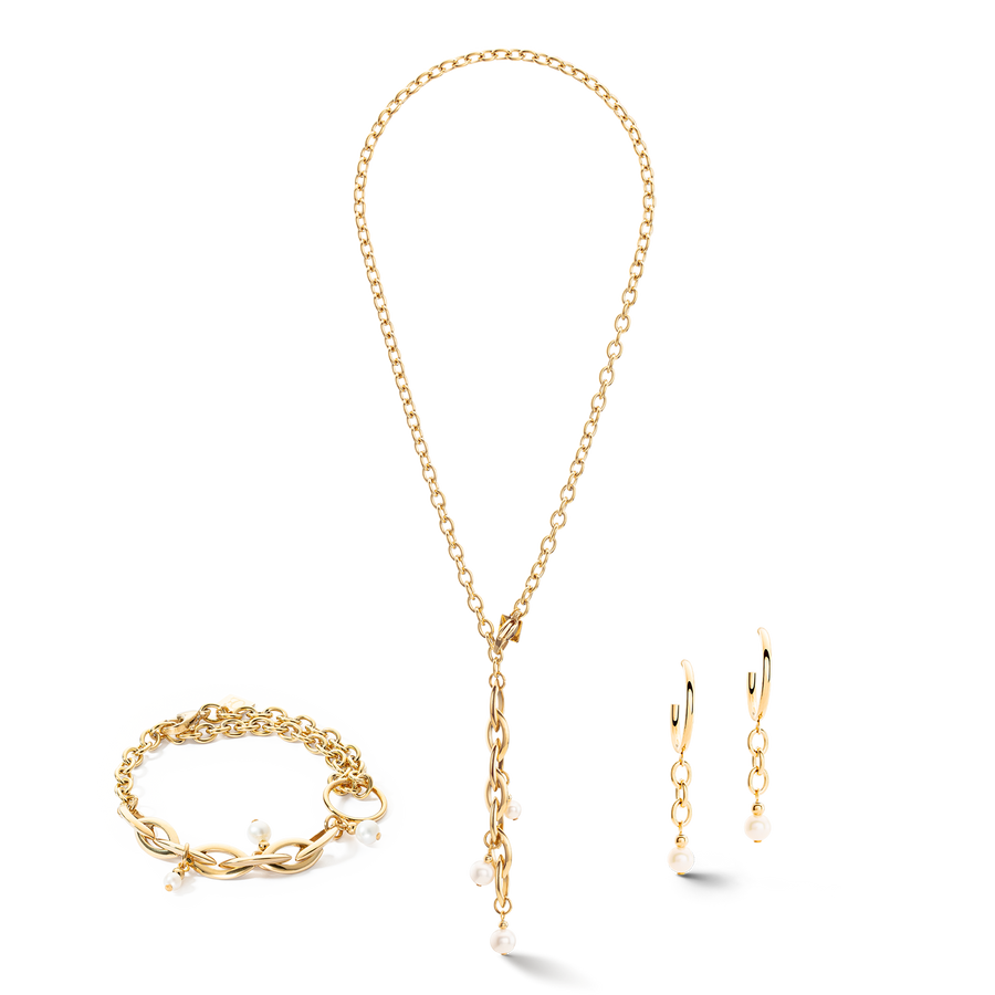 Bracciale Y Navette Perle d'acqua dolce oro