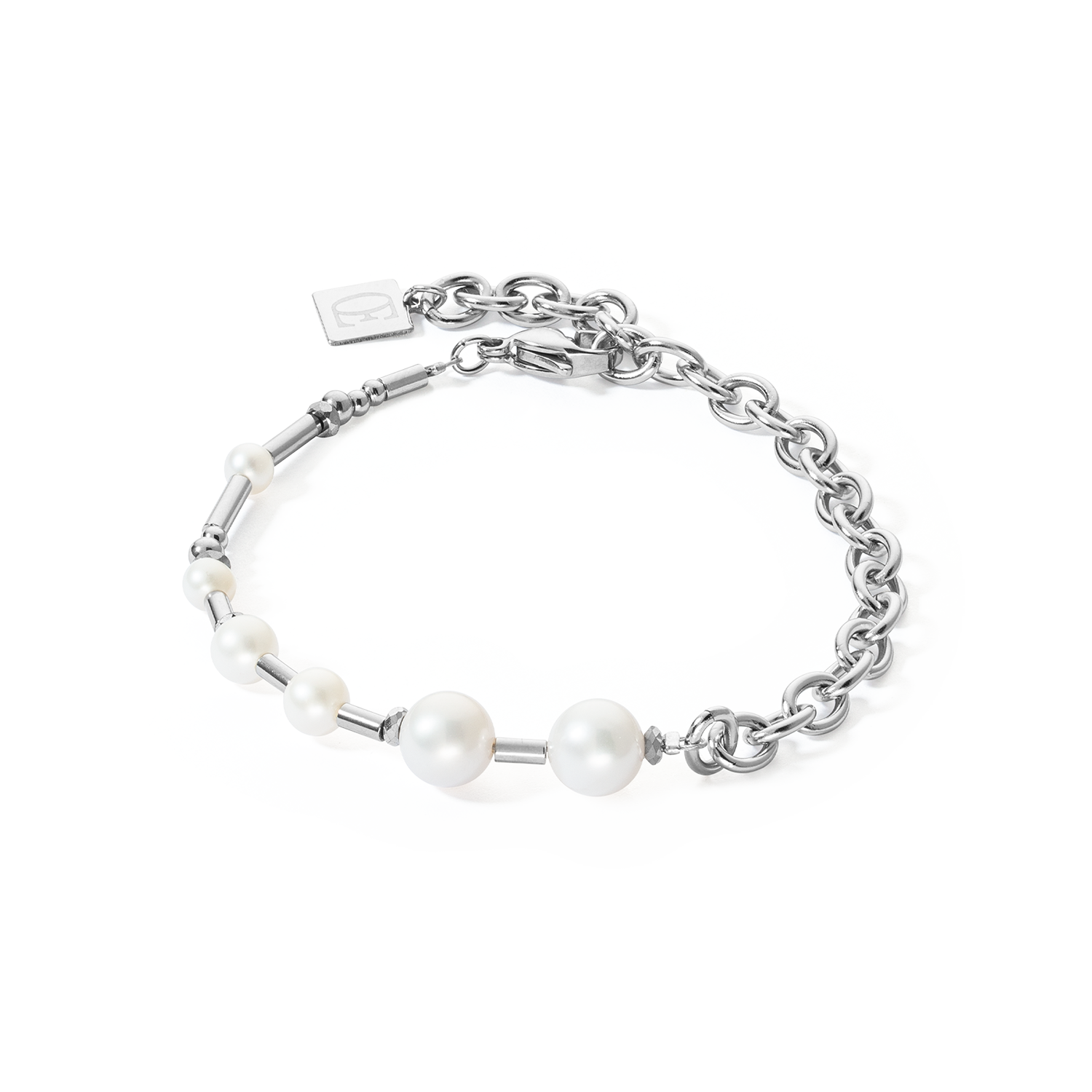Bracciale Perle d'acqua dolce e Chain Multiwear argento