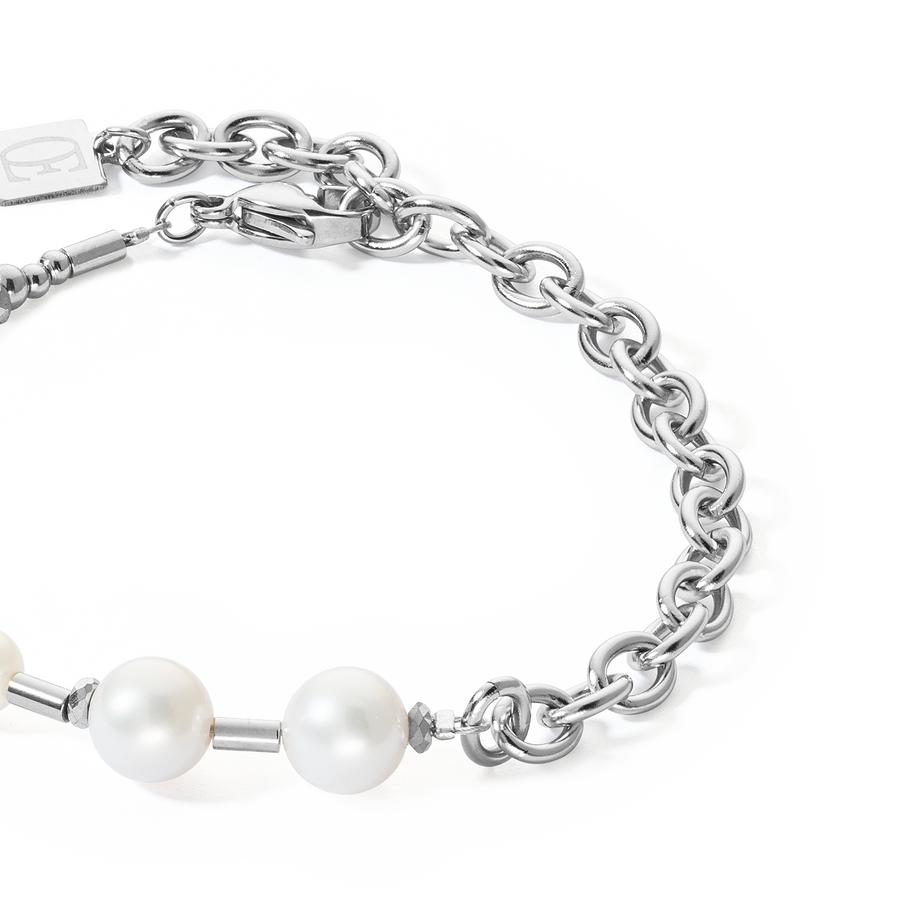 Bracciale Perle d'acqua dolce e Chain Multiwear argento