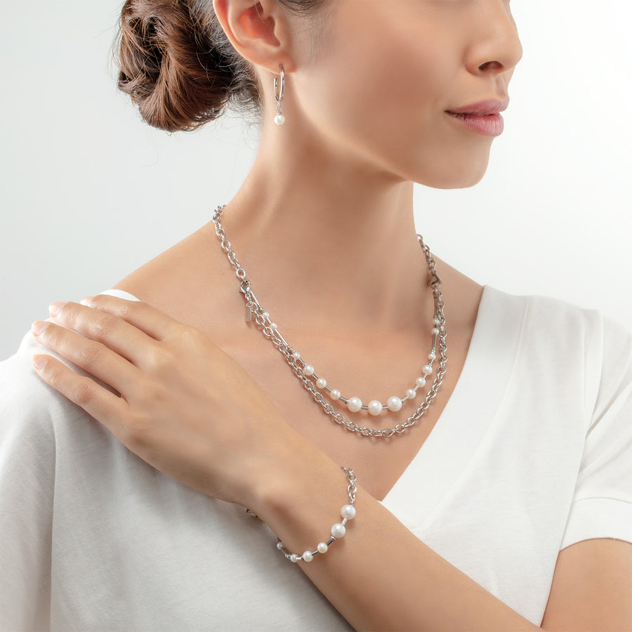 Bracciale Perle d'acqua dolce e Chain Multiwear argento