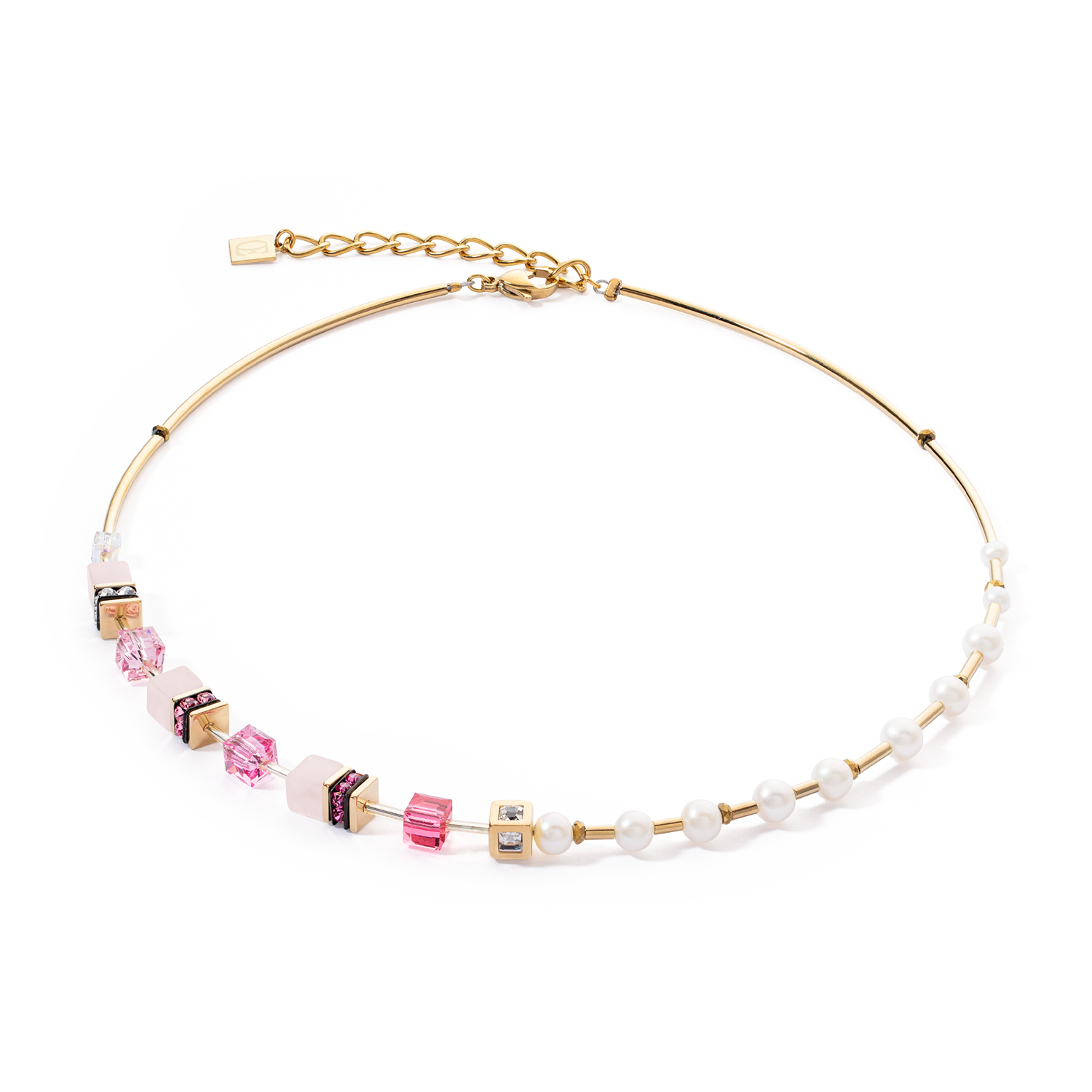 Collana GeoCUBE® Fusion Precious Pearl Mix oro-rosa