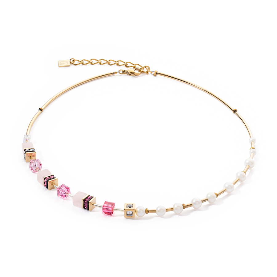 Collana GeoCUBE® Fusion Precious Pearl Mix oro-rosa