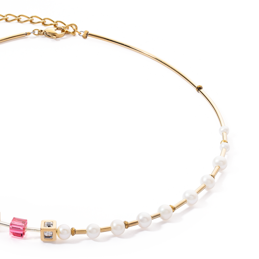 Collana GeoCUBE® Fusion Precious Pearl Mix oro-rosa