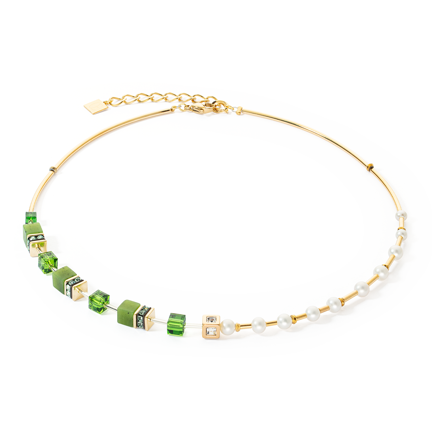 Collana GeoCUBE® Fusion Precious Pearl Mix oro-verde