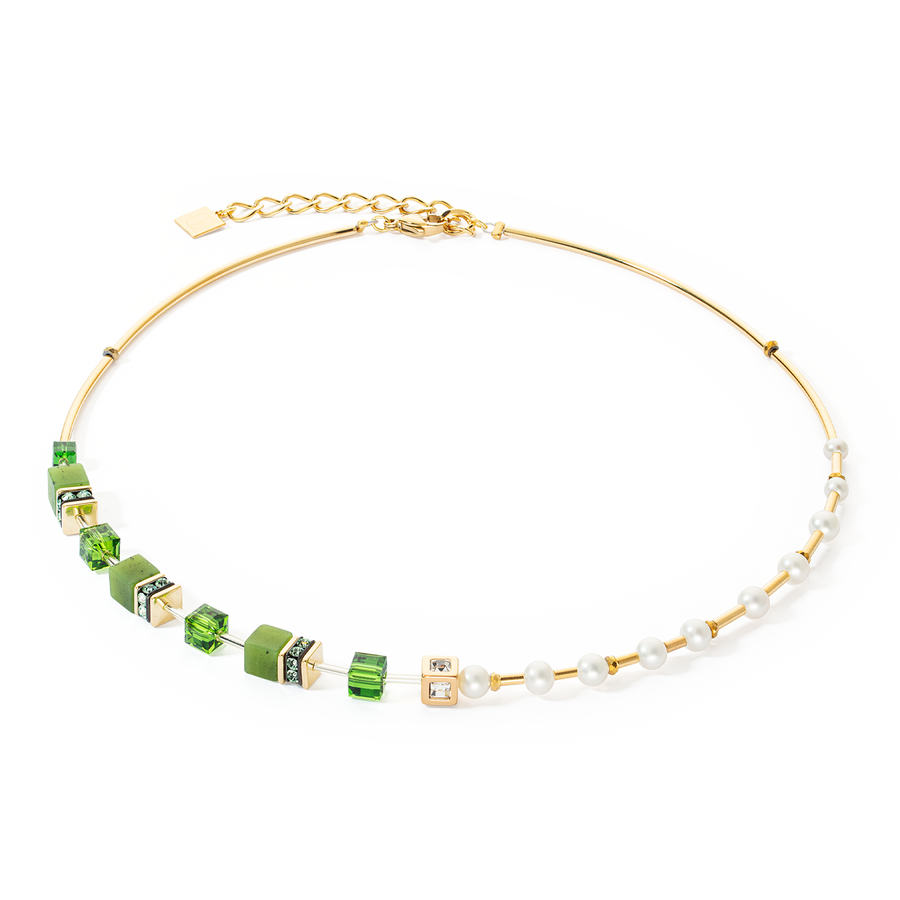 Collana GeoCUBE® Fusion Precious Pearl Mix oro-verde