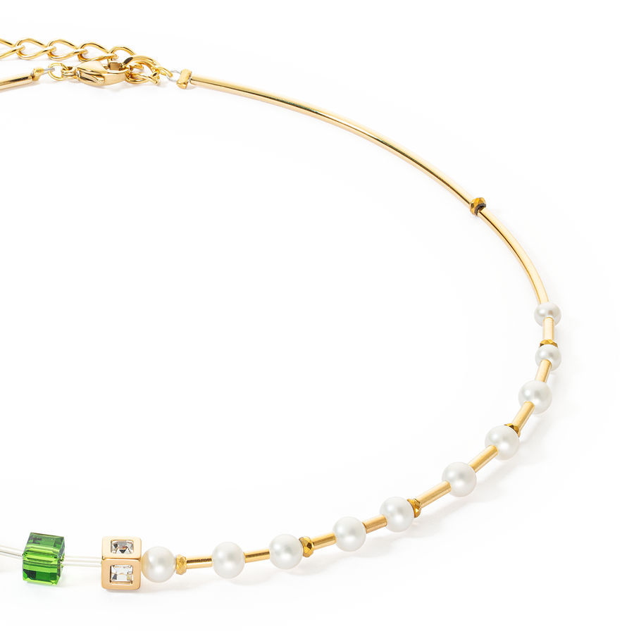 Collana GeoCUBE® Fusion Precious Pearl Mix oro-verde