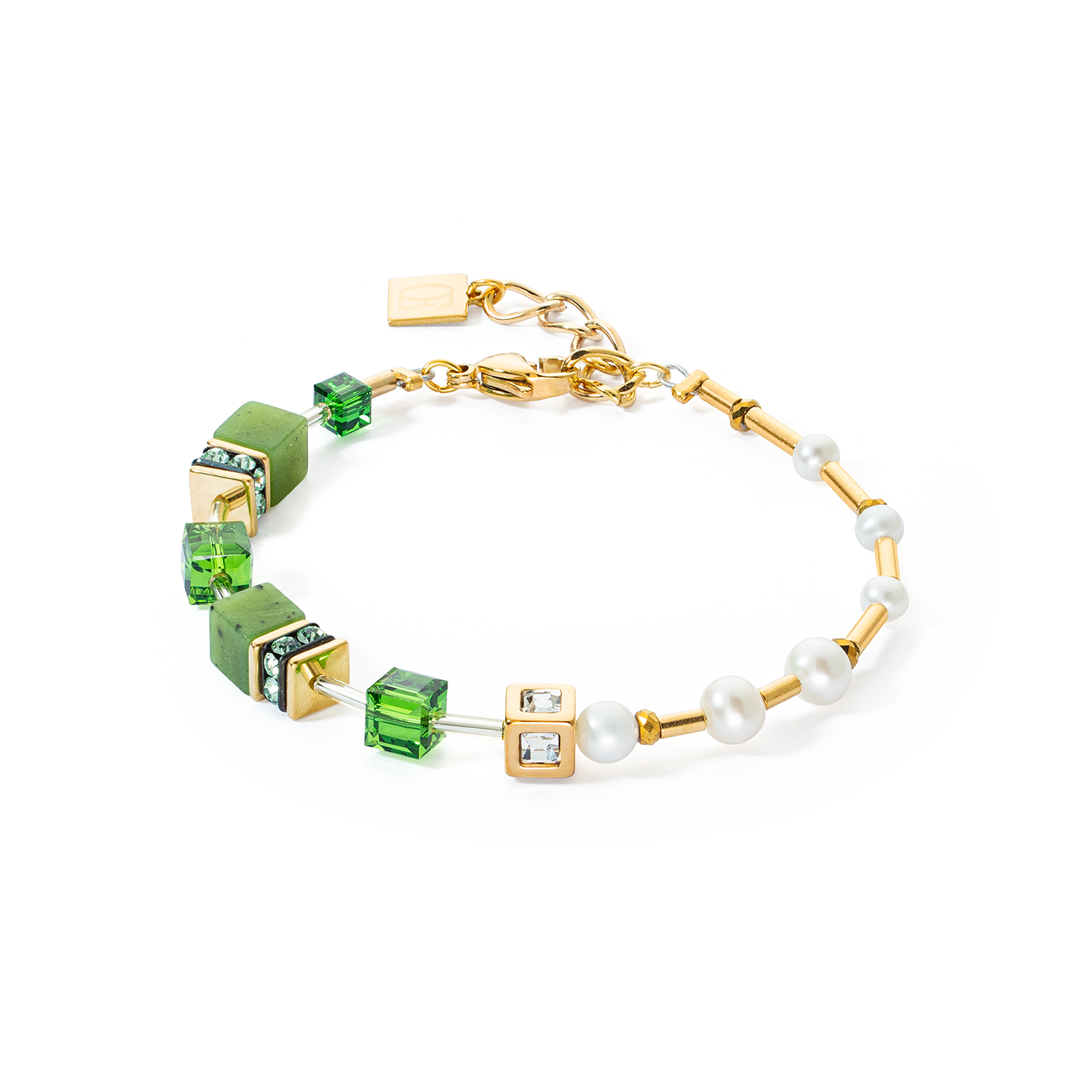 Bracciale GeoCUBE®Fusion Precious Pearl Mix verde-oro