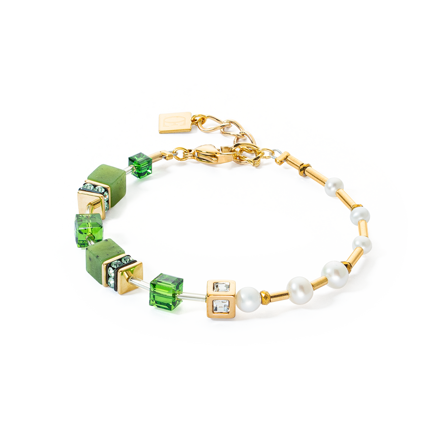 Bracciale GeoCUBE®Fusion Precious Pearl Mix verde-oro