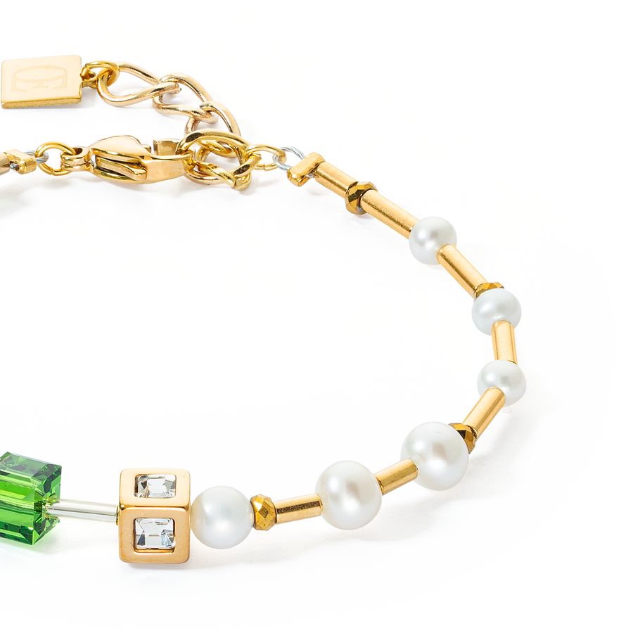 Bracciale GeoCUBE®Fusion Precious Pearl Mix verde-oro