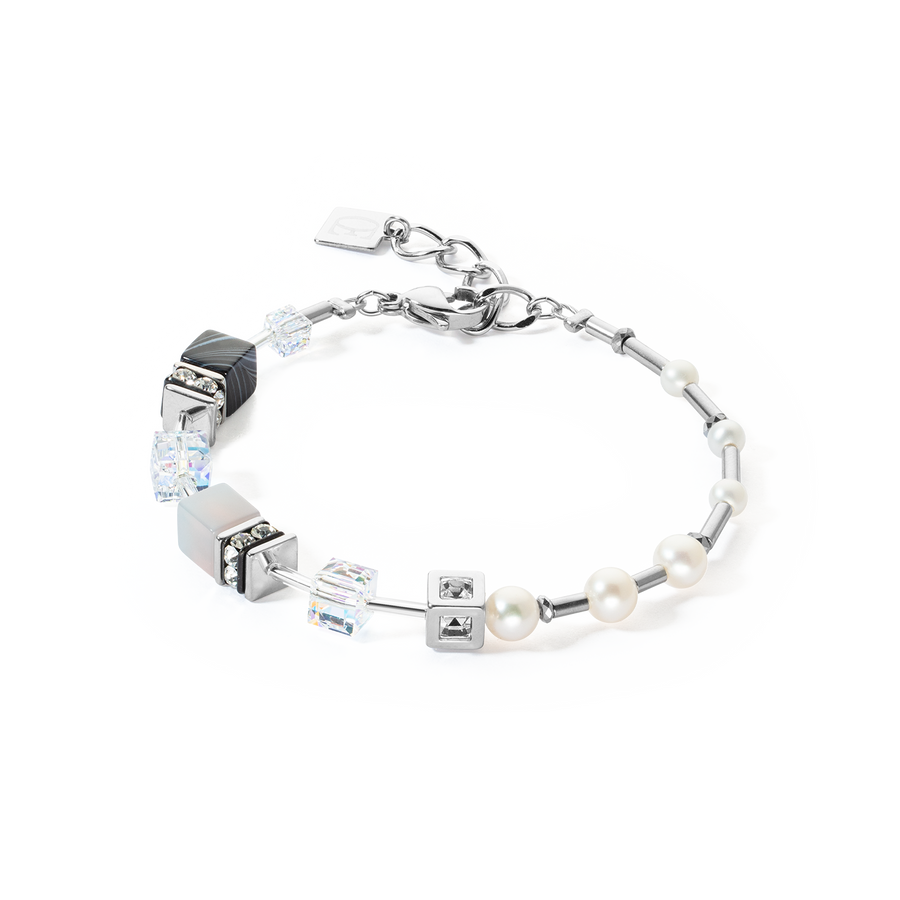 Bracciale GeoCUBE®Fusion Precious Pearl Mix grigio-argento