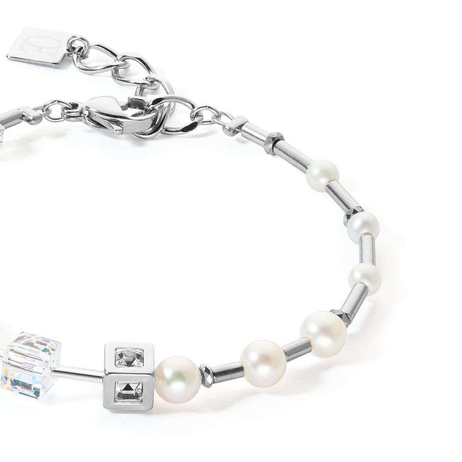 Bracciale GeoCUBE®Fusion Precious Pearl Mix grigio-argento