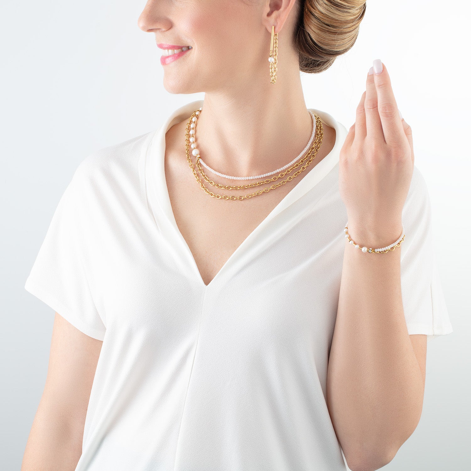 Bracciale Chain & Pearl Fever oro bianco