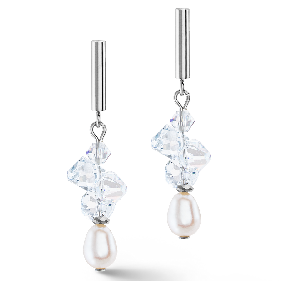 Orecchini Dancing Crystals e Pearls argento