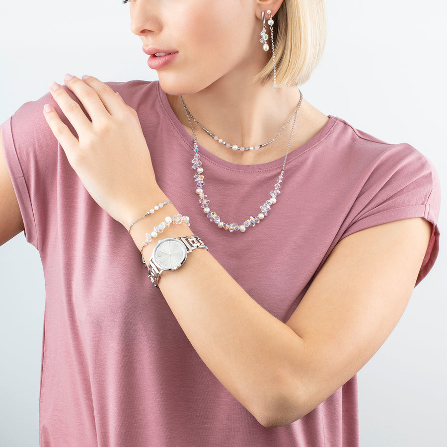 Bracciale Dancing Crystals e Pearls argento