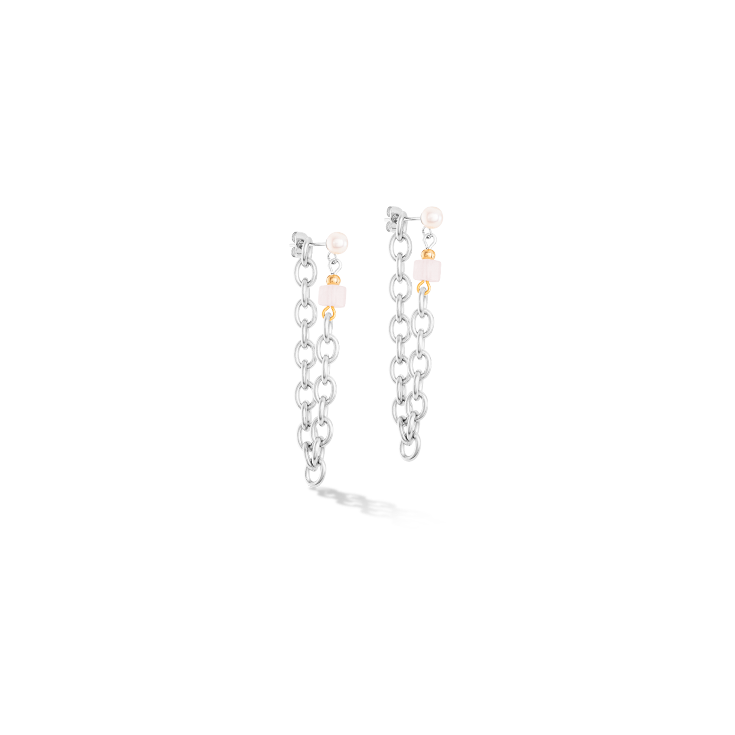 Orecchini Cool Romantic Cubes e Pearls bicolore
