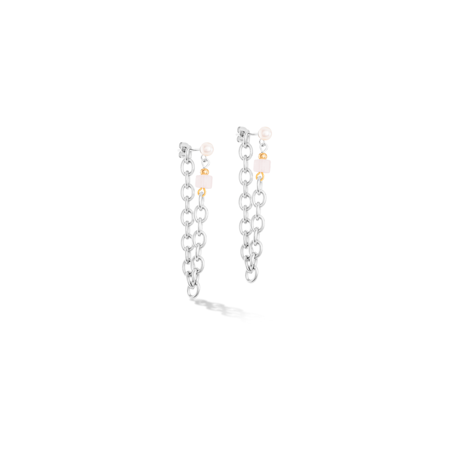 Orecchini Cool Romantic Cubes e Pearls bicolore