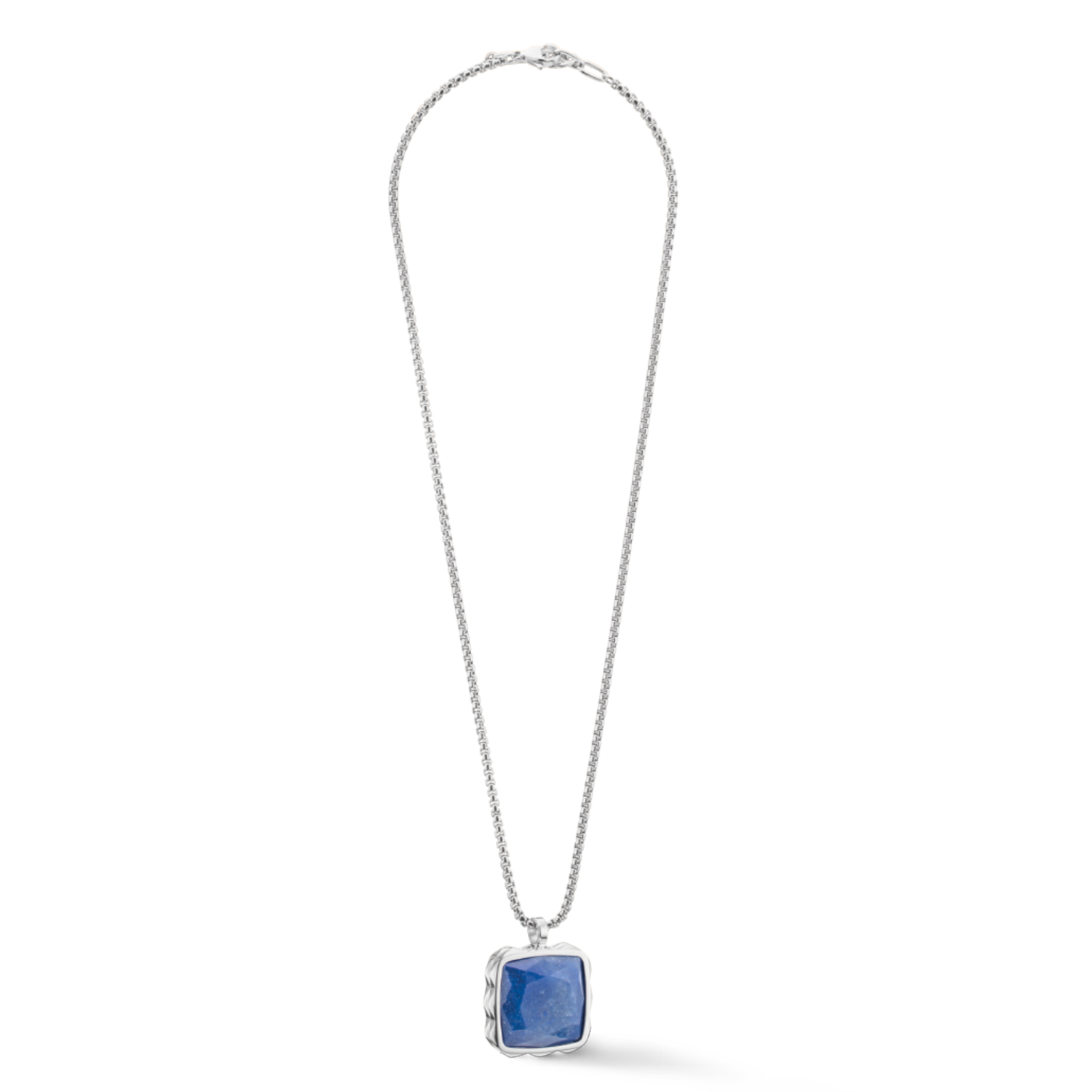 Collana Amuleto Spikes Square Avventurina argento-blu