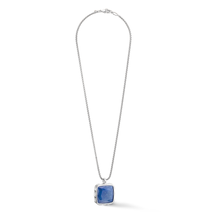 Collana Amuleto Spikes Square Avventurina argento-blu