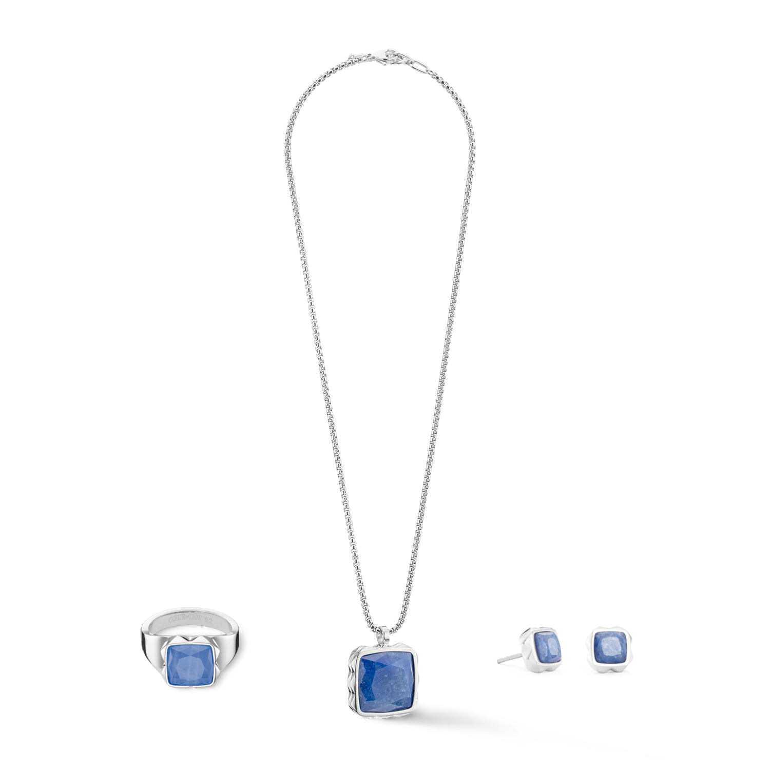 Collana Amuleto Spikes Square Avventurina argento-blu