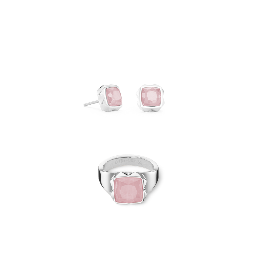 Orecchini Spikes Square Quarzo rosa argento-rosa