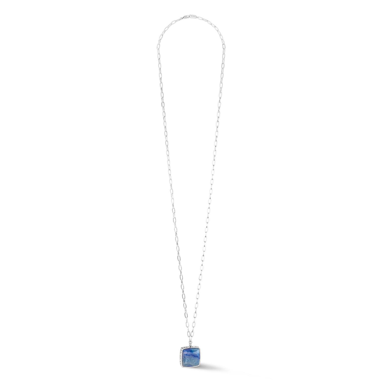Collana OE Amuleto Quadrato Avventurina argento-blu