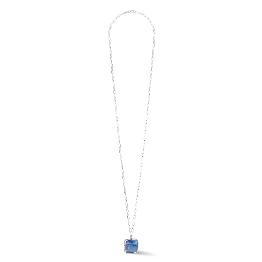 Collana OE Amuleto Quadrato Avventurina argento-blu